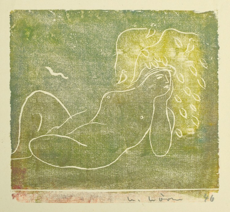 Art Alarm – Walter Wörn, "Sommertraum", 1946, Farbholzschnitt, 18 x 19,5 cm, WVZ Jentsch Nr. 8